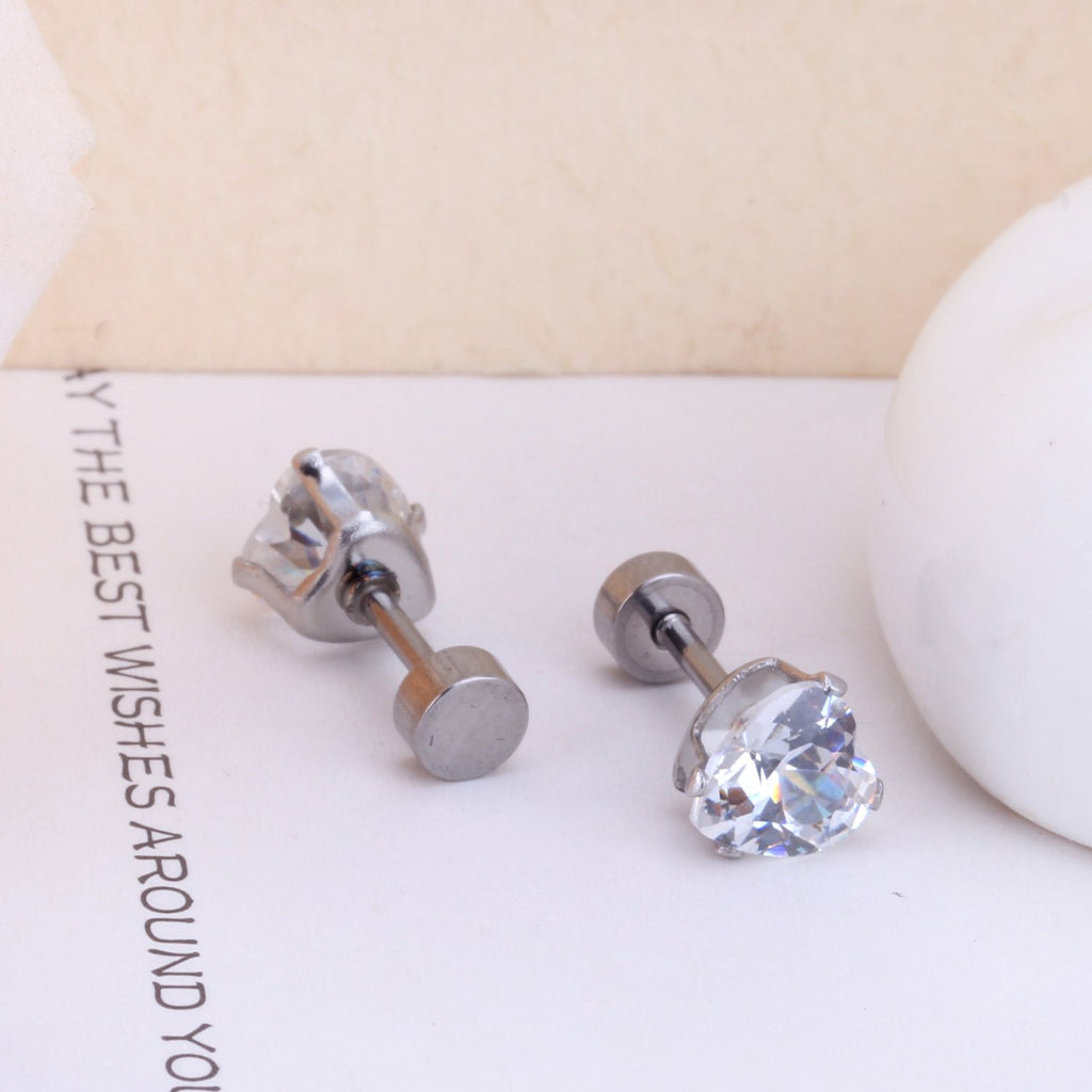 ASON Pendientes de acero inoxidable con circonita cúbica en forma de corazón, antialérgicos, accesorios de moda para mujer, fiesta