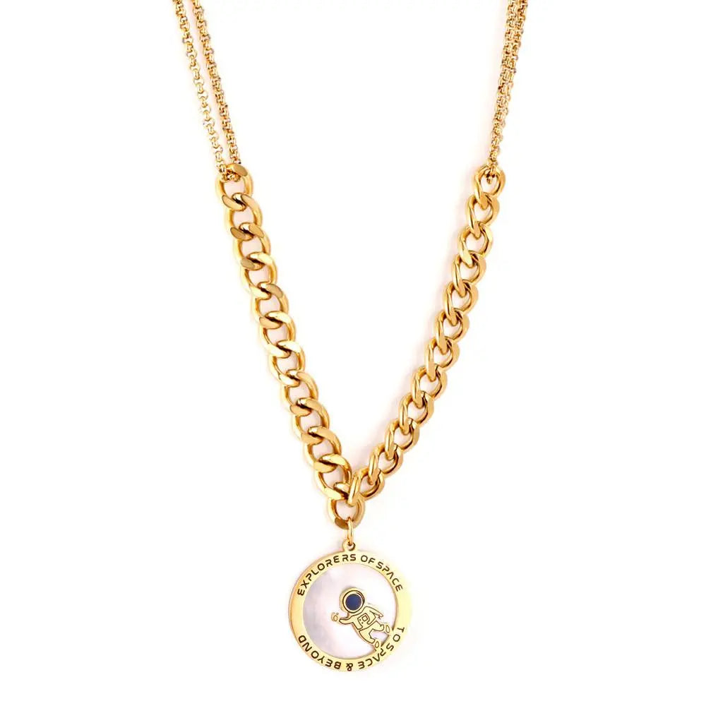 Thick Cubic Chain Mix Chains Brand Design Astronaut Pendant Necklace For Woman Boy Jewelry For Uniqu Birthday Gifts asonjewelry
