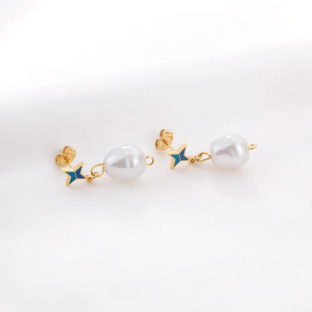 Imitation Pearl Exquisite Pendientes Earrings Stainless Steel Trendy 2022 Dangle Blue Earring Heart Elegant Jewelry asonjewelry