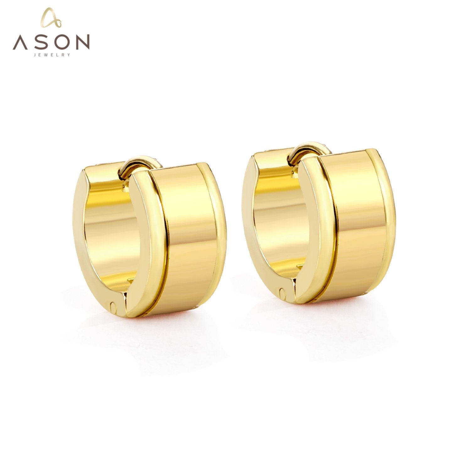 ASON Trendy Stainless Steel Thick Earrings Gold Color Piercing Boho Hoops Earring for Women Girl Gift Fashion Jewelry asonjewelry