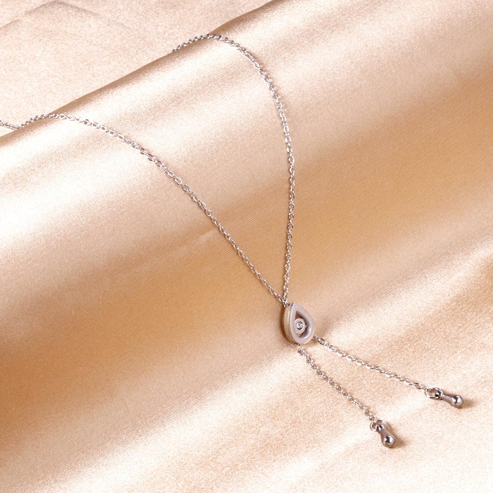 ASON Silver Color Water Drop Pendant Necklace 316L Stainless Steel with Cubic Zirconia for Women Gift Jewelry Accessory asonjewelry