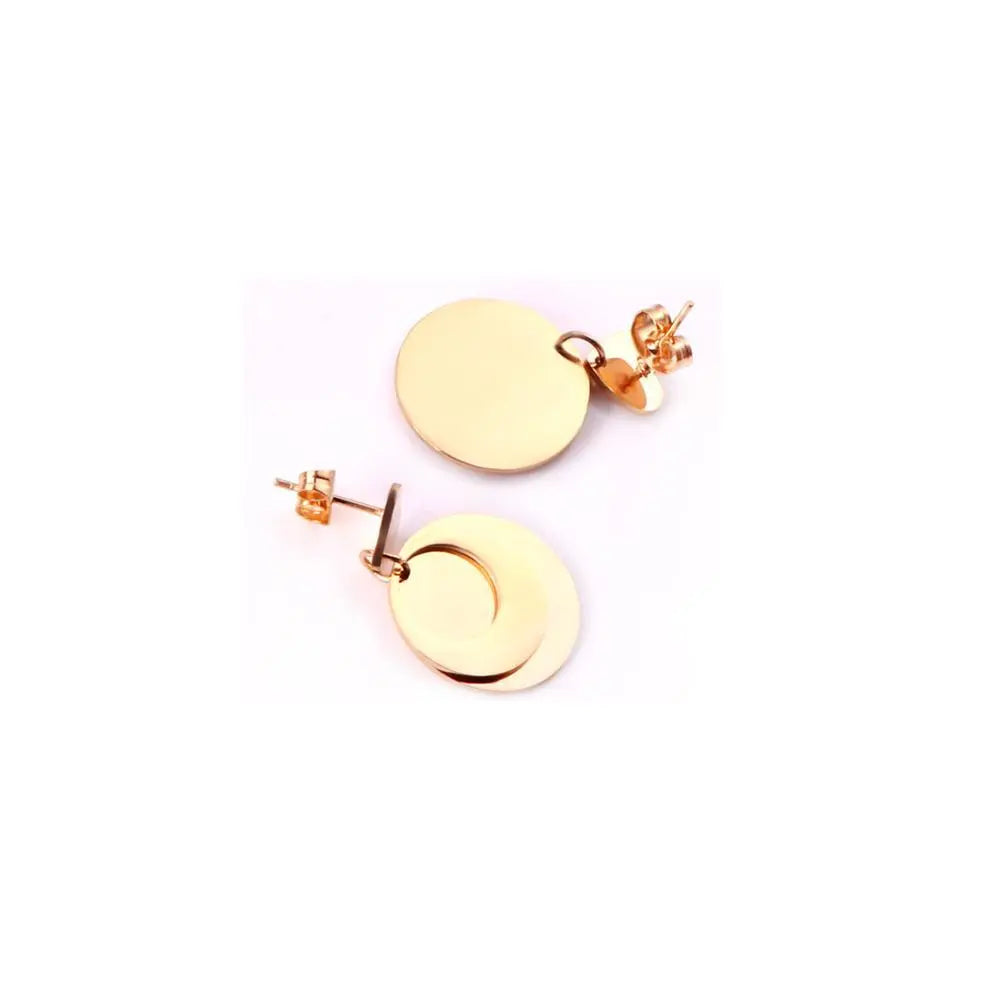 Korean Style Round Heart Stainless Steel Drop Earrings Set For Fashion Jewelry Women Party Gift Gold/Steel Earrings asonjewelry