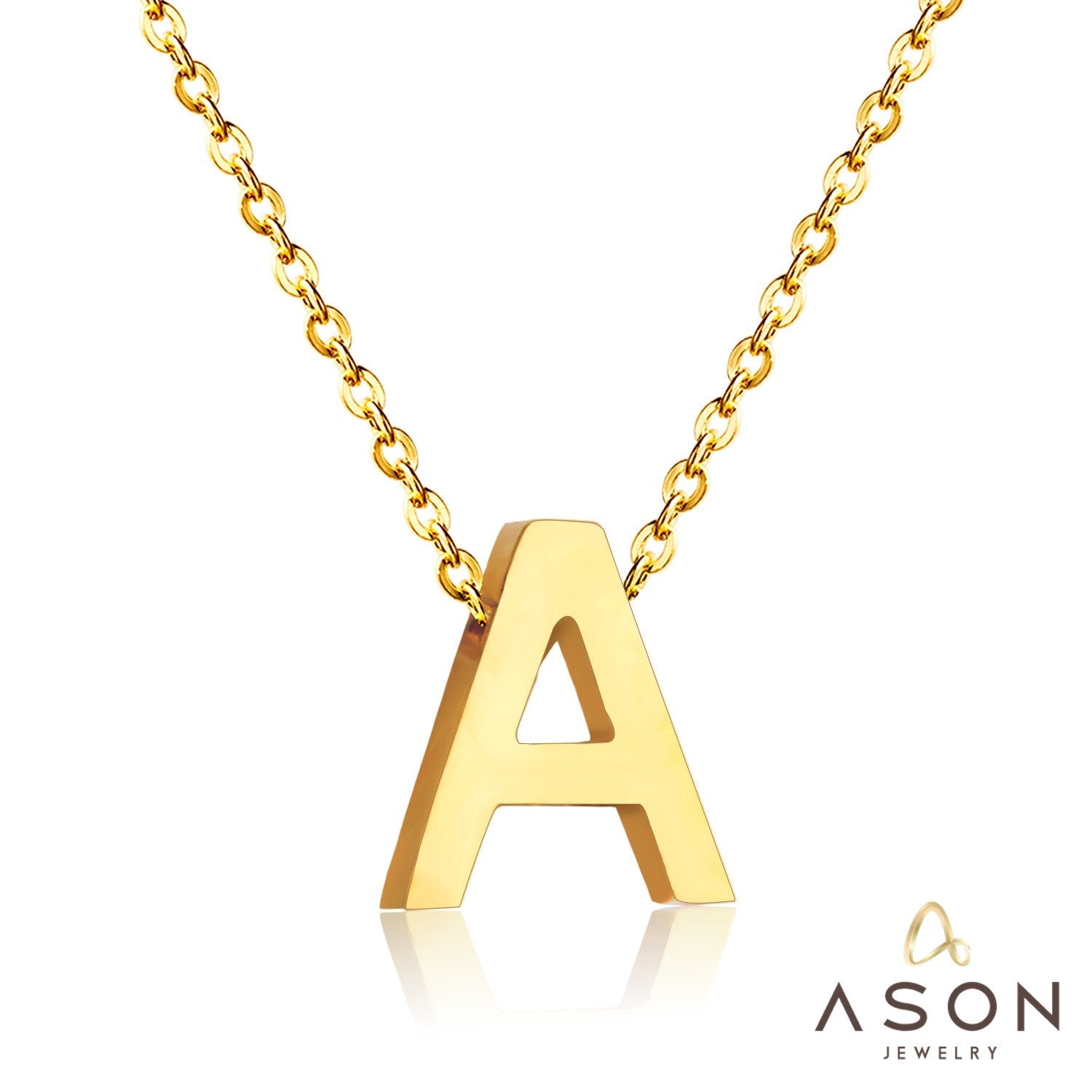 ASON Delicate Classic Style Initial 26 Letters Alphabet Chain Pendant Necklace Stainless Steel Gold Color Jewelry Chokers asonjewelry