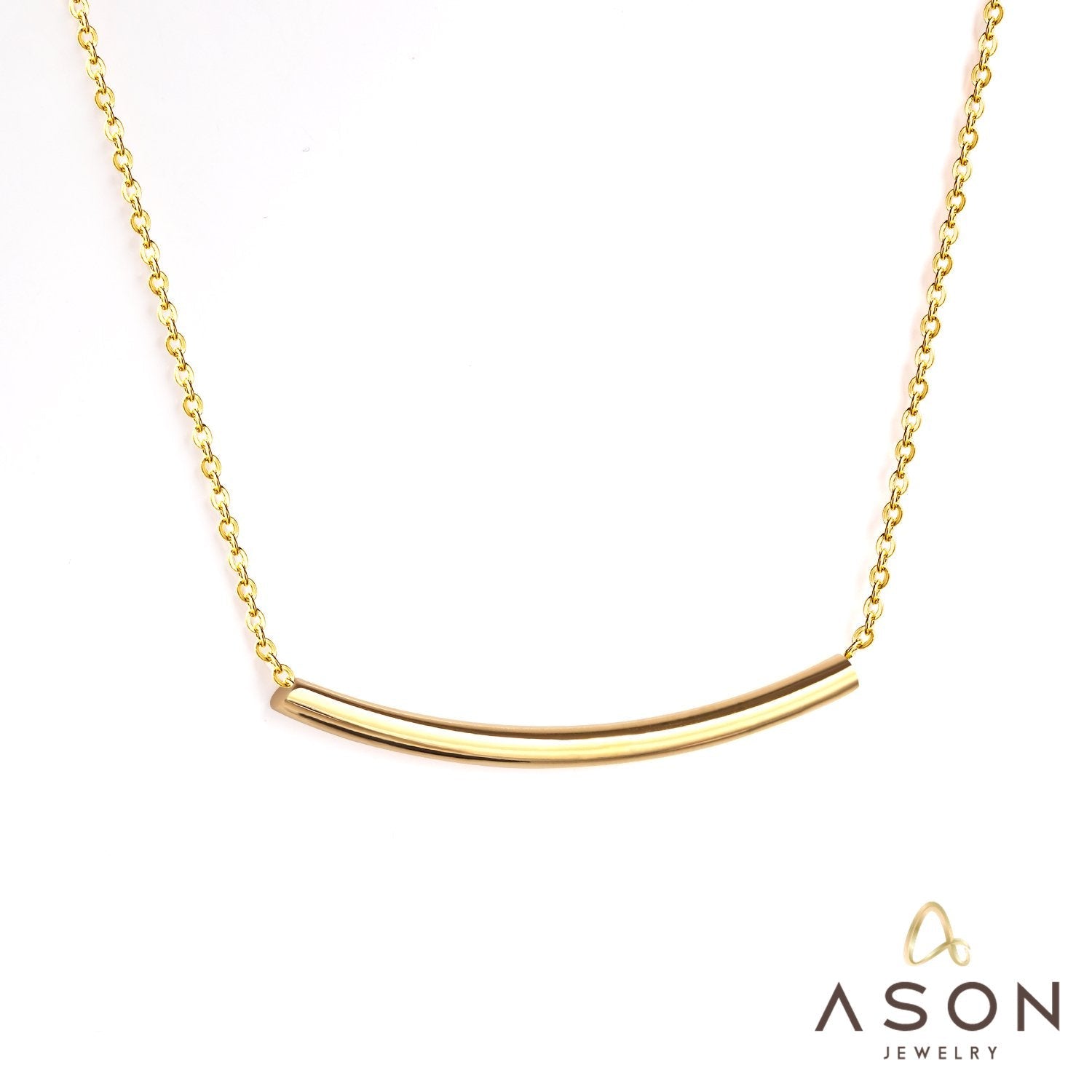 ASON Simple Style Curve Tube Pendants Necklaces Stainless Steel Gold Color Chains Necklaces Party Gift Wholesale Chokers asonjewelry