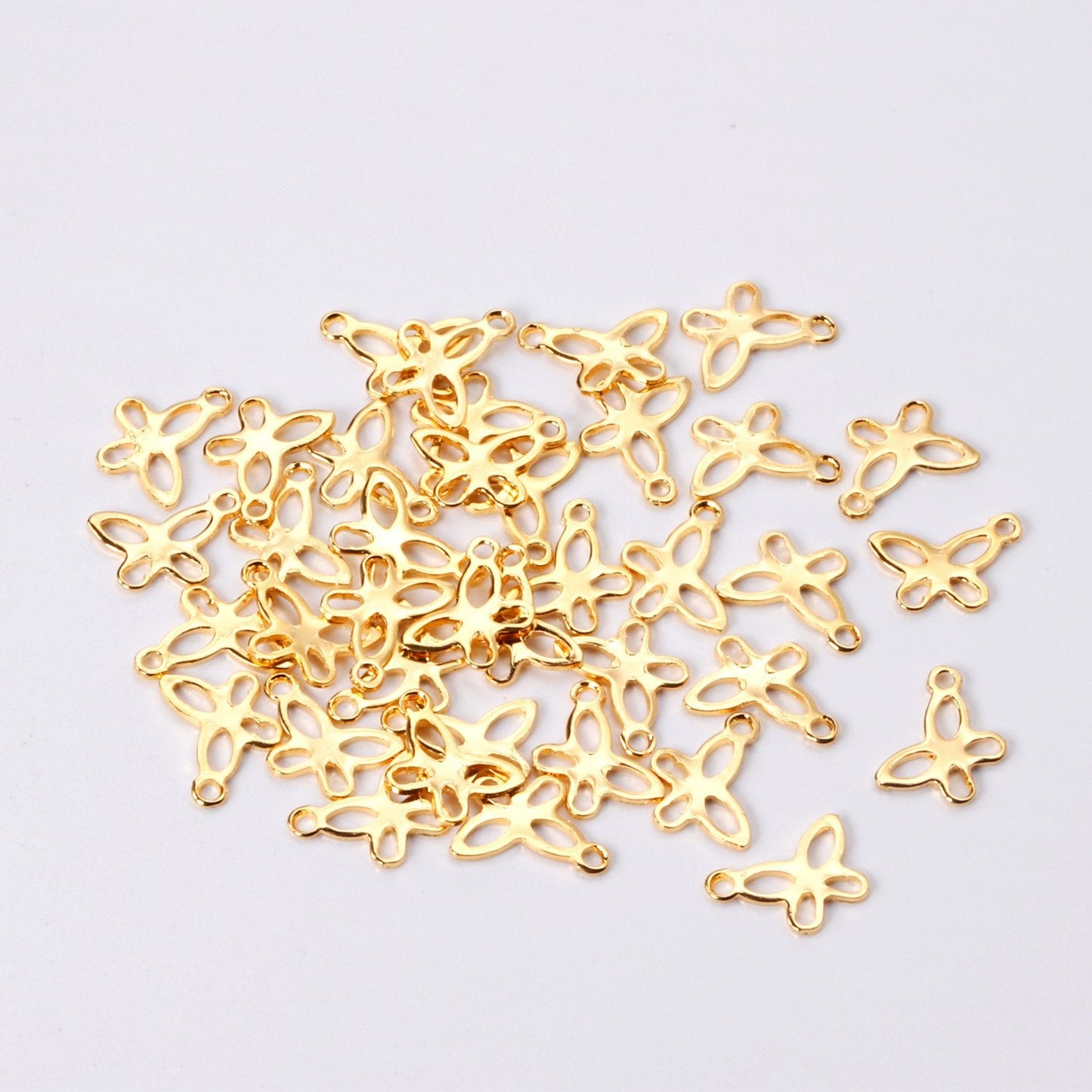 ASON 100Pcs/Lots Butterfly Hollow Charm With Holes 316L Stainless Steel Gold For Necklace Bracelet DIY Jewelry Making Supplies asonjewelry