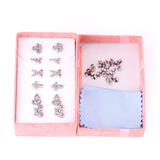 ASON 6pairs/Box Cute Stud Earring Sets Silver Color White Bead Mixed Shape Stainless Steel Piercing Earring Christmas Women