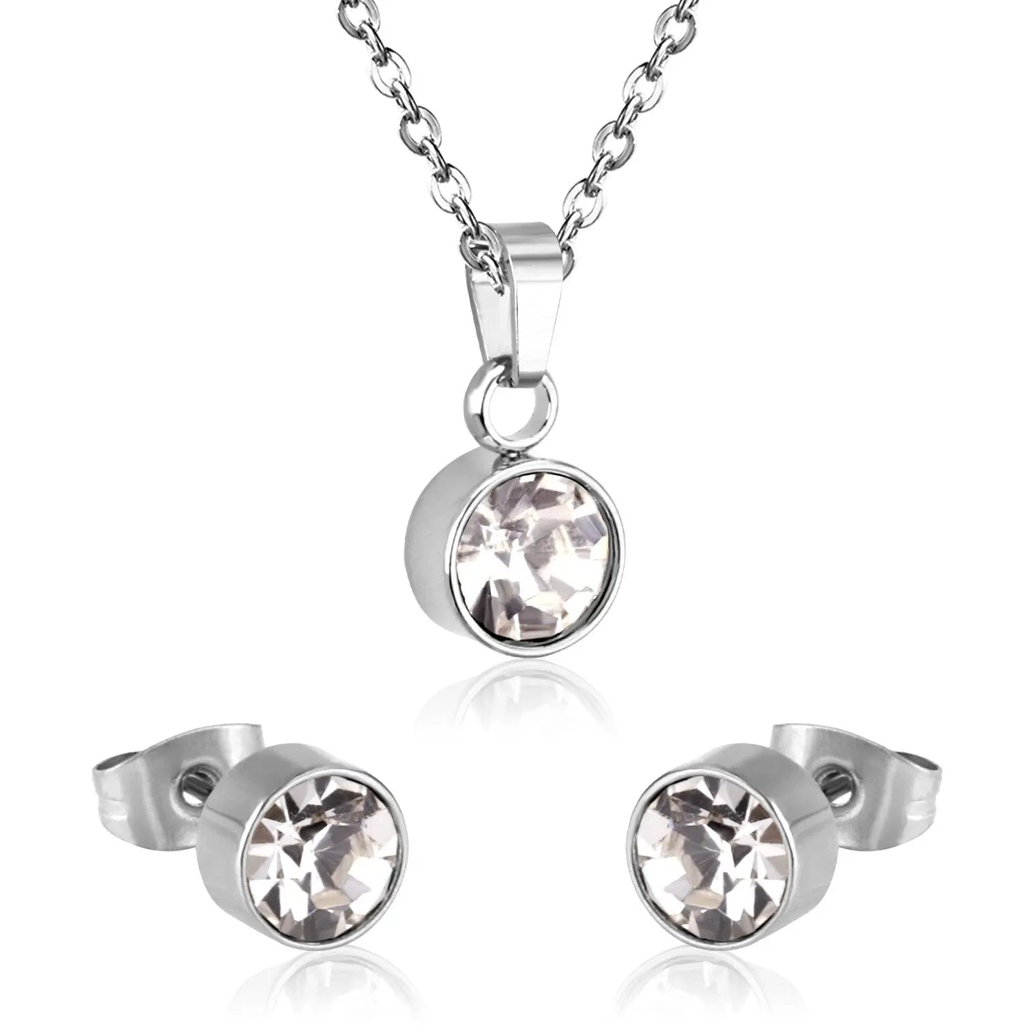 New Cubic Zirconia Necklace Earrings For Woman Wedding Jewelry Set Gold/Silver Color Jewellry Parures Bijoux asonjewelry