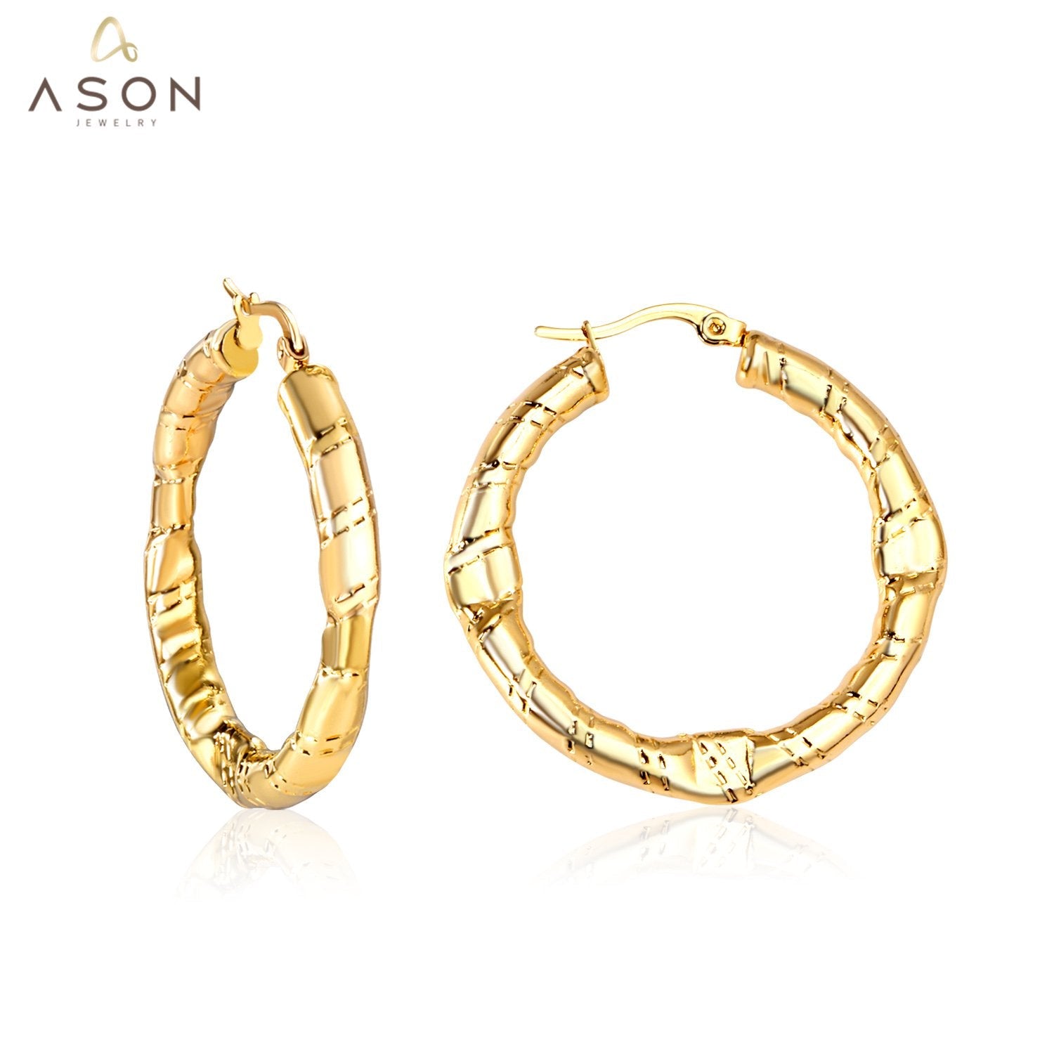 ASON Vintage Hoop Earring Gold Color 316L Stainless Steel Earrings Women Daily Wear Party Gift Fashion Jewelry Wholesale asonjewelry
