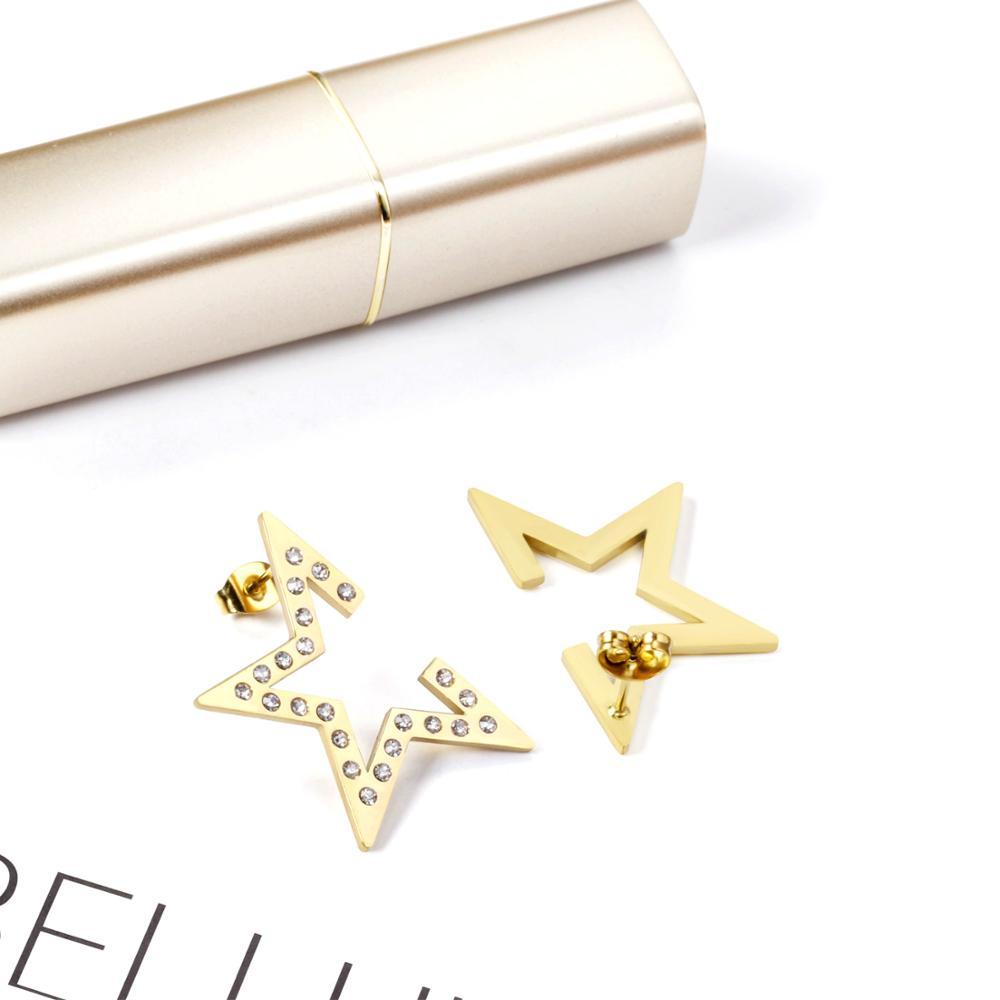 ASON-pendientes de estrella de moda para mujer, aretes de acero inoxidable 316L con circonita cúbica blanca, joyería de regalo de fiesta