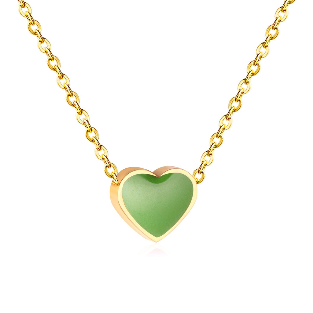 2022 Pink Heart Babygirl Choker Green Necklace Stainless Steel Chain Pendants Necklaces For Women Summer Jewelry