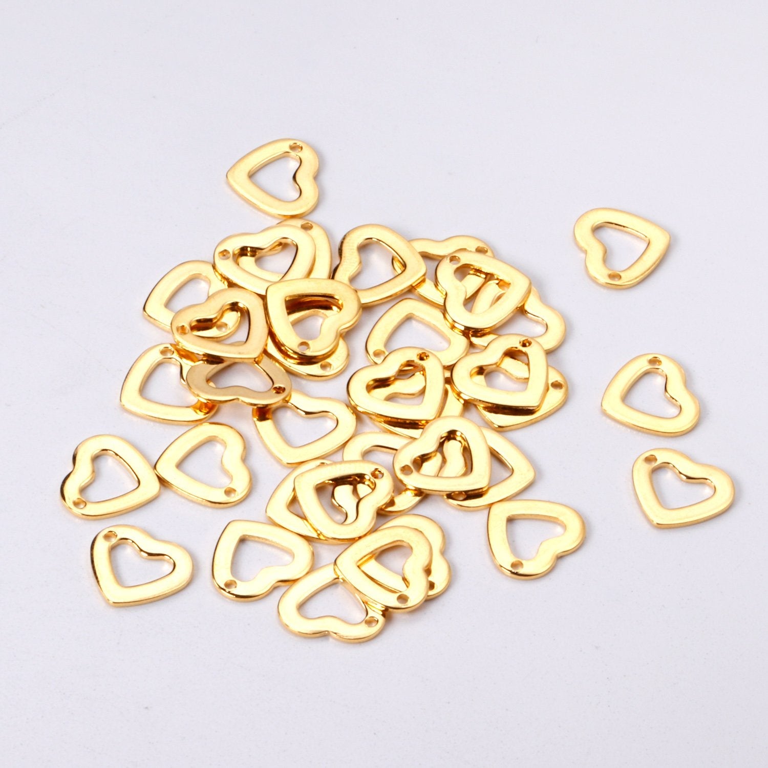 ASON 100 Pcs/Lots Heart Charm Hollow Out With Holes 316L Stainless Steel Pendant For Necklace Bracelet Jewelry Making Supplies asonjewelry