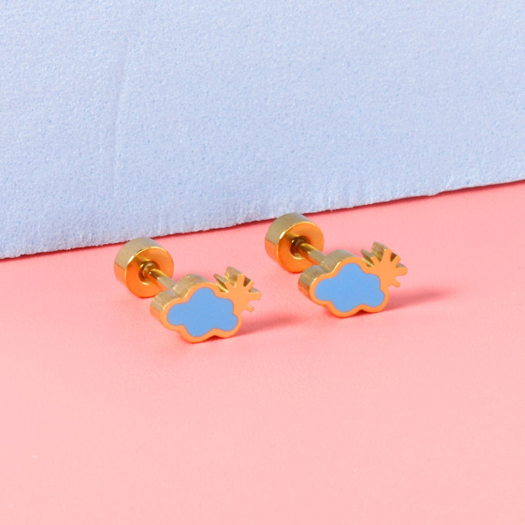 ASON Pendientes lindos del perno prisionero del arco iris de la nube de la fresa Pendientes de los niños Joyería de moda de acero inoxidable para las mujeres de la muchacha