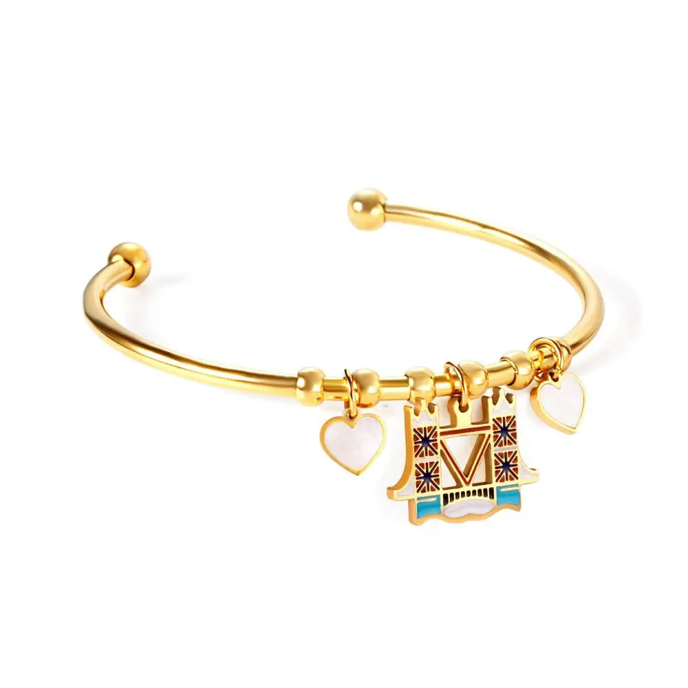 Love Country Bangles With Cute Pattern Charms Statement Customize Bangles For Girls Women Designer Jewelry Bracelet asonjewelry