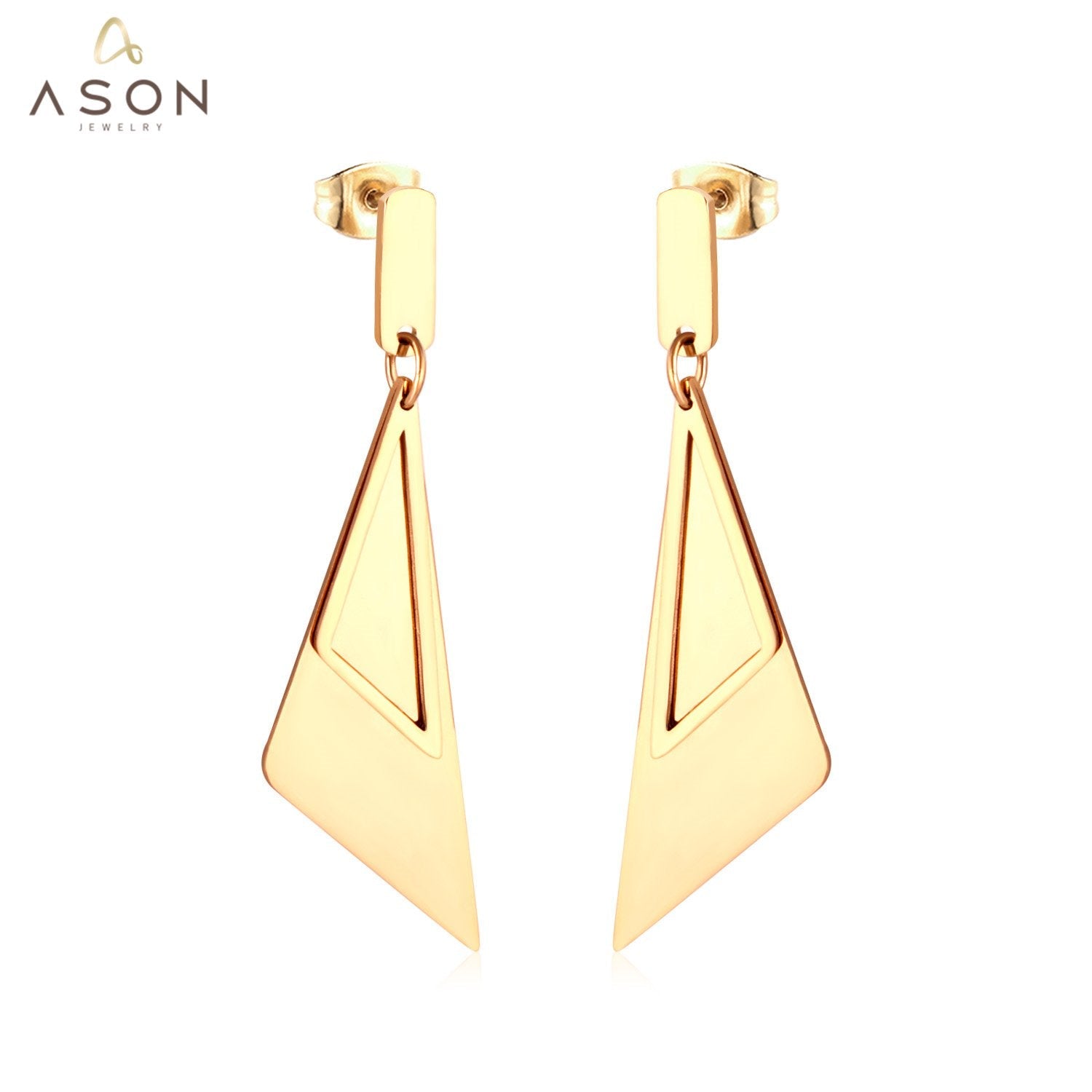 ASON 316L Stainless Steel Charming Geometric Dangle Earrings Gold Color Triangle Drop Earring for Women Accessories Jewelry asonjewelry