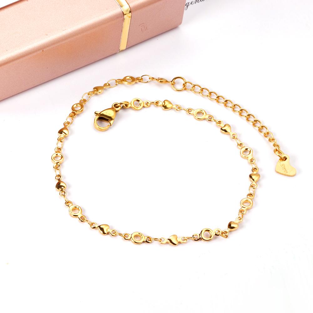 ASON Small Heart Geometric Charm Accessories Link Chain Anklets Gold Color Stainless Steel for Women Fashion Summer Jewelry asonjewelry