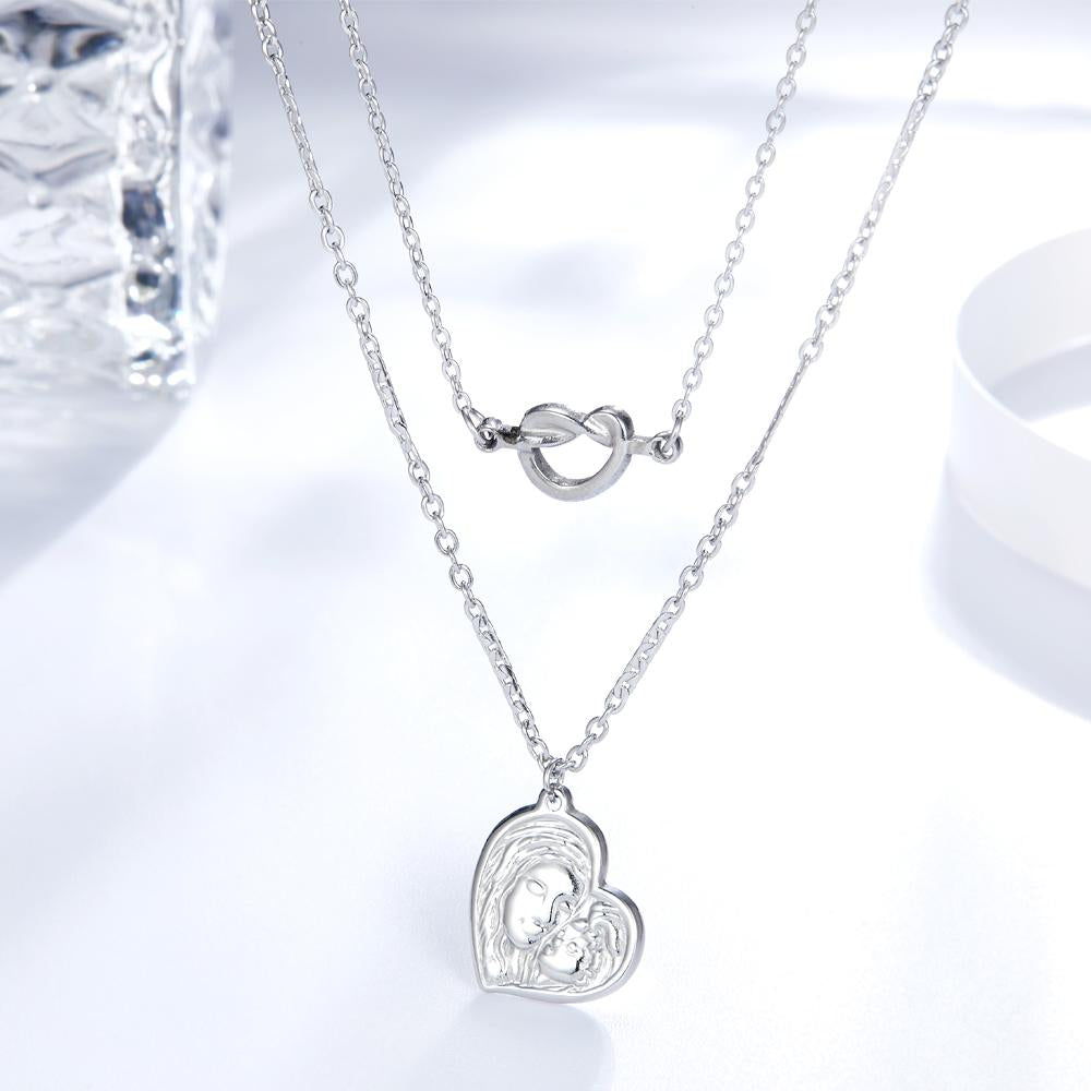 ASON Multi-Layer Pandents Necklace Gold Color Stainless Steel Mom And Son Hollow Out Heart Shape Necklace For Women Patty asonjewelry