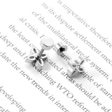 ASON pendiente de flor de moda, pendiente de tuerca de circonia cúbica para mujer, accesorios de joyería de acero inoxidable de Color dorado