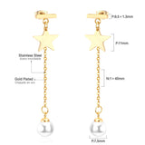 ASON – boucles d'oreilles en forme de goutte d'imitation de perles, pendentifs étoiles, chaîne à maillons longs, cadeau féminin, accessoires de mariage