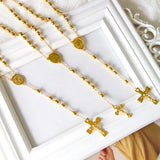 ASON Long Scapular Catholic Rosaries Beads Christian Cross Pendant Necklaces Stainless Steel for Women Men Jewelry Chokers