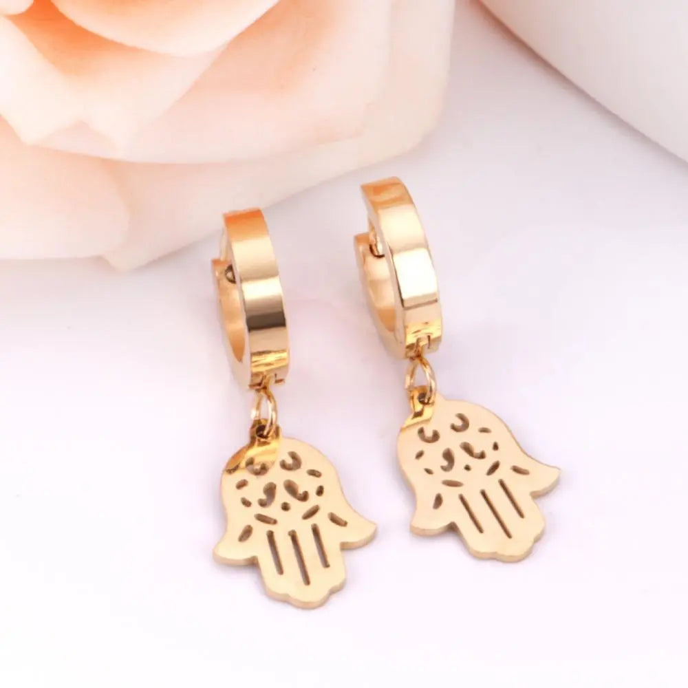 Hand Dangle Earrings Stainless Steel Drop Earrings For Women Gold/Steel Color Earrings Women Jewelry asonjewelry
