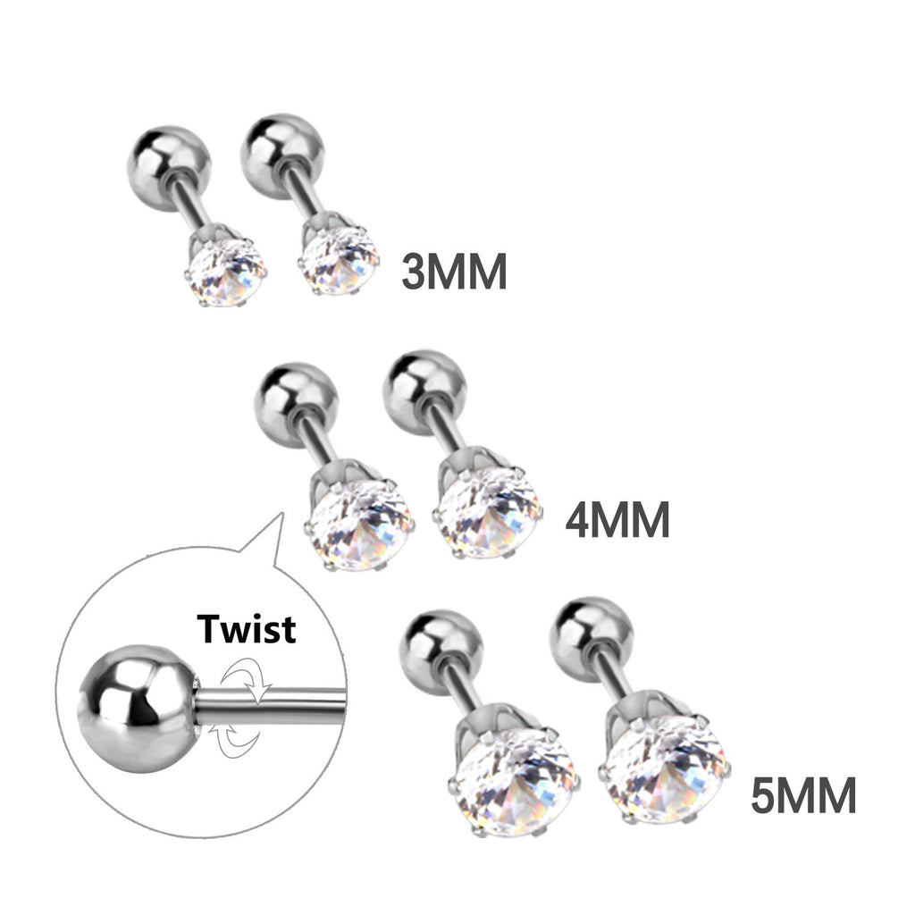 Boucles d'oreilles à vis à bille 3-5mm pour femmes, bijoux à la mode pour enfants, piercing en cristal, boucles d'oreilles pendientes brincos