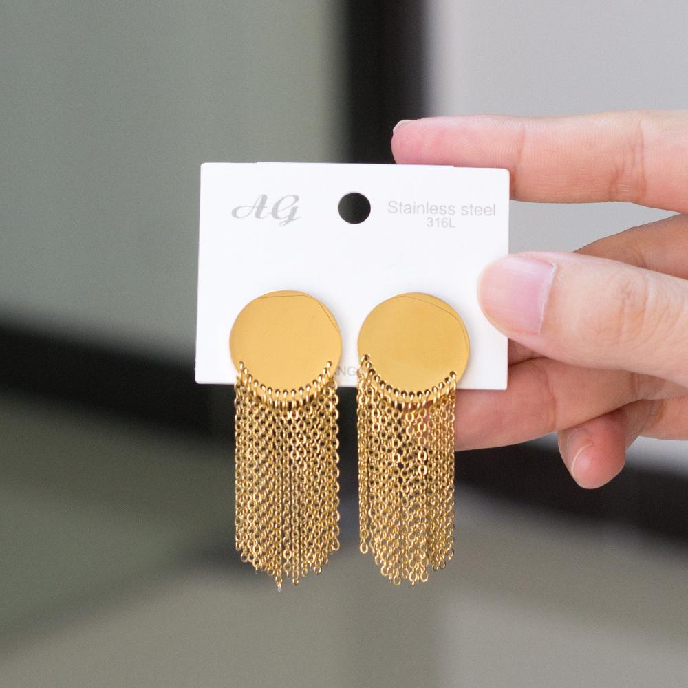 Vestido de joyería de estilo coreano para boda, Pendientes colgantes con borlas, Pendientes colgantes de acero inoxidable para mujer, Pendientes de Navidad