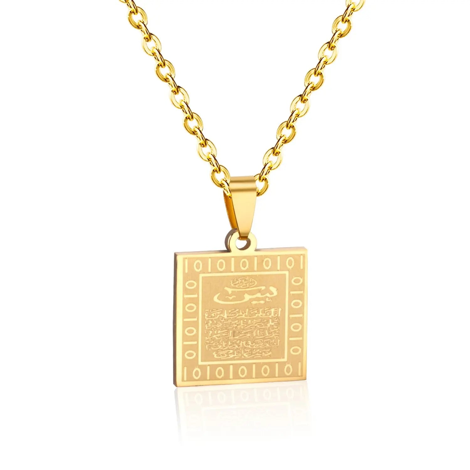 Religious Gold Color Scripture Necklace Stainless Steel Jesus Bible Crucifix Pendant Necklace For Christian Jewelry asonjewelry