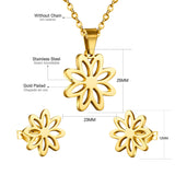 ASON Classic Stainless Steel Gold Color Flower Jewelry Sets for Women Wholesale Necklace Earring Jewlery Sets Party