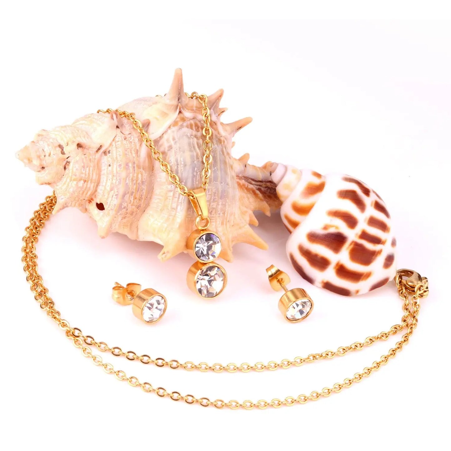 Cylinder Cubic Zirconia Pendant Nacklace Earrings Jewelry Sets For Women Brincos No Fade Collars Jerelry Party asonjewelry