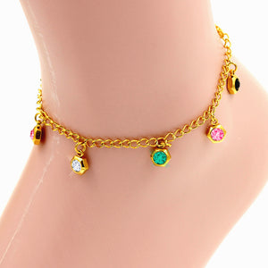 Gold Multi Color Diamonds Anklet Accessory