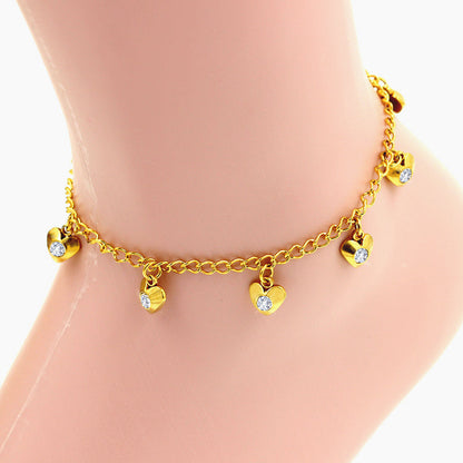 Essien Shaped White Diamonds Pendant Yellow Gold Soft Anklet asonjewelry