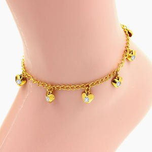 Essien Shaped White Diamonds Pendant Yellow Gold Soft Anklet