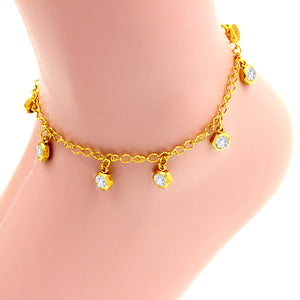 Gold Multi Diamond Charms Soft Anklet Accessory