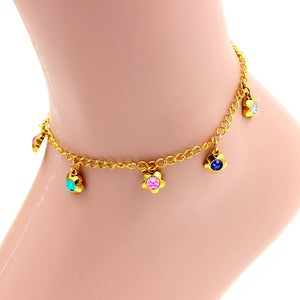 Pentagram Shaped Multi-colored Goldtone Charms Soft Anklet