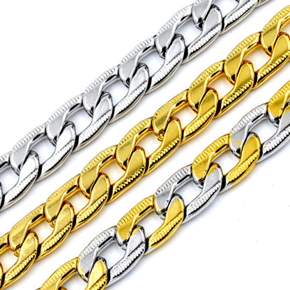 Stylish 6mm & 8mm &10mm Mixed Color & Gold & Steel Color Long Necklace Side Cross Stripe DIY Matching Chain asonjewelry