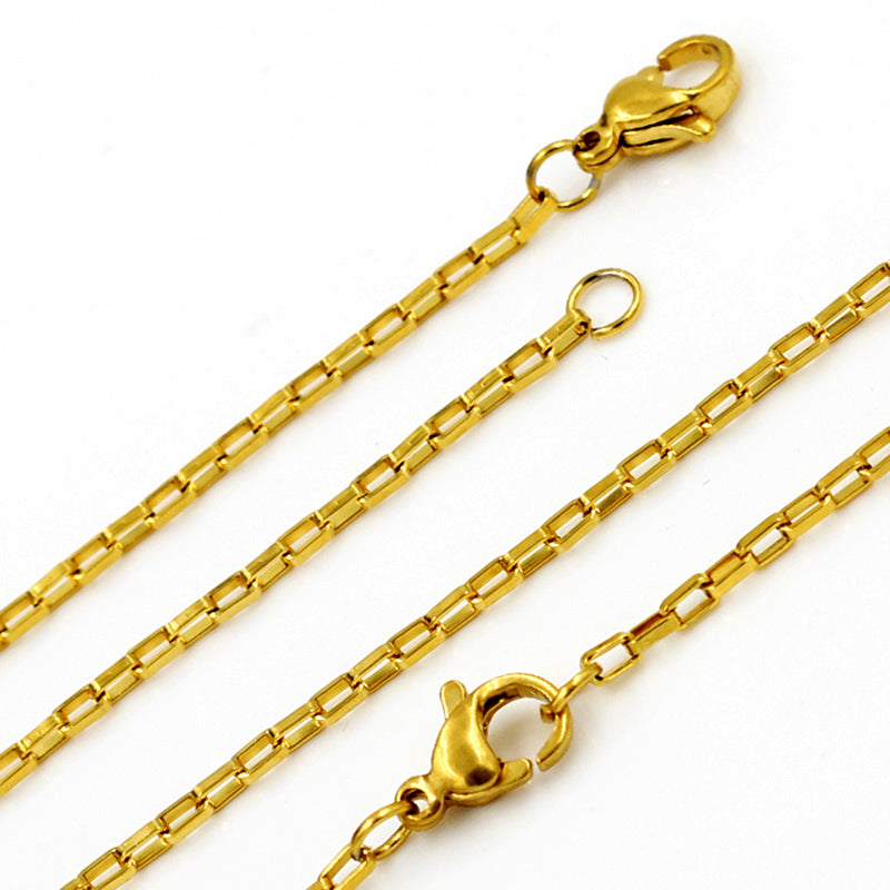 ASON 10pcs / 2mm*45cm 50cm 55cm 60cm long box with chain asonjewelry