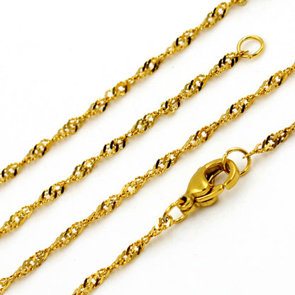 ASON 10pcs / 2mm*45cm 50cm 55cm 60cm Stainless Steel Chain with Ripple Shape asonjewelry