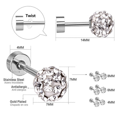 4mm/6mm/8mm Gold/Steel Shambhala Mixed Color Plugs asonjewelry