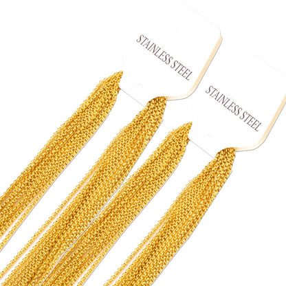 ASON 10pcs/bulk long necklace women collar 2MM steel color & gold color & rose gold & black & pearl stainless steel necklace wholesale asonjewelry