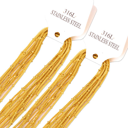 ASON 10pcs / 2mm*45cm 50cm 55cm 60cm Flat Mesh & Beads Stainless Steel with Chains asonjewelry