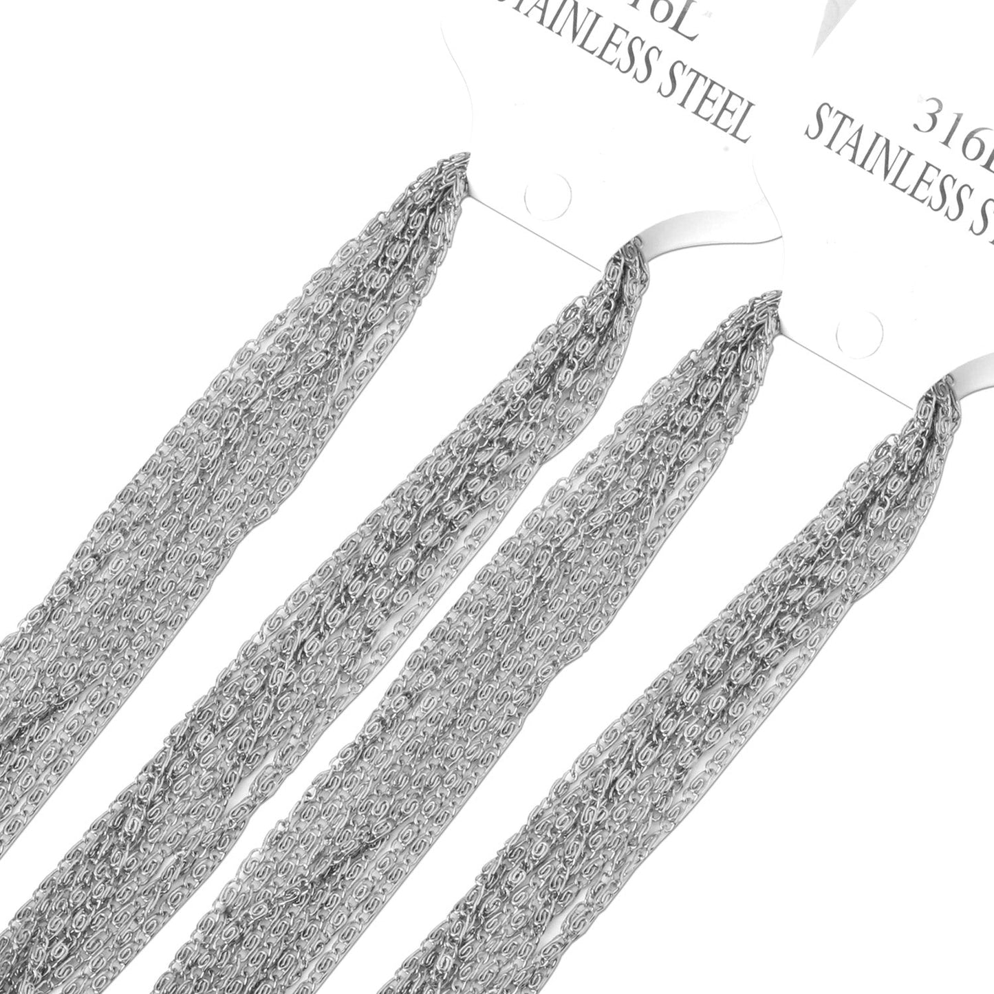 ASON 10pcs / 2mm*45cm 50cm 55cm 60cm U-Shape Stainless Steel Chains asonjewelry