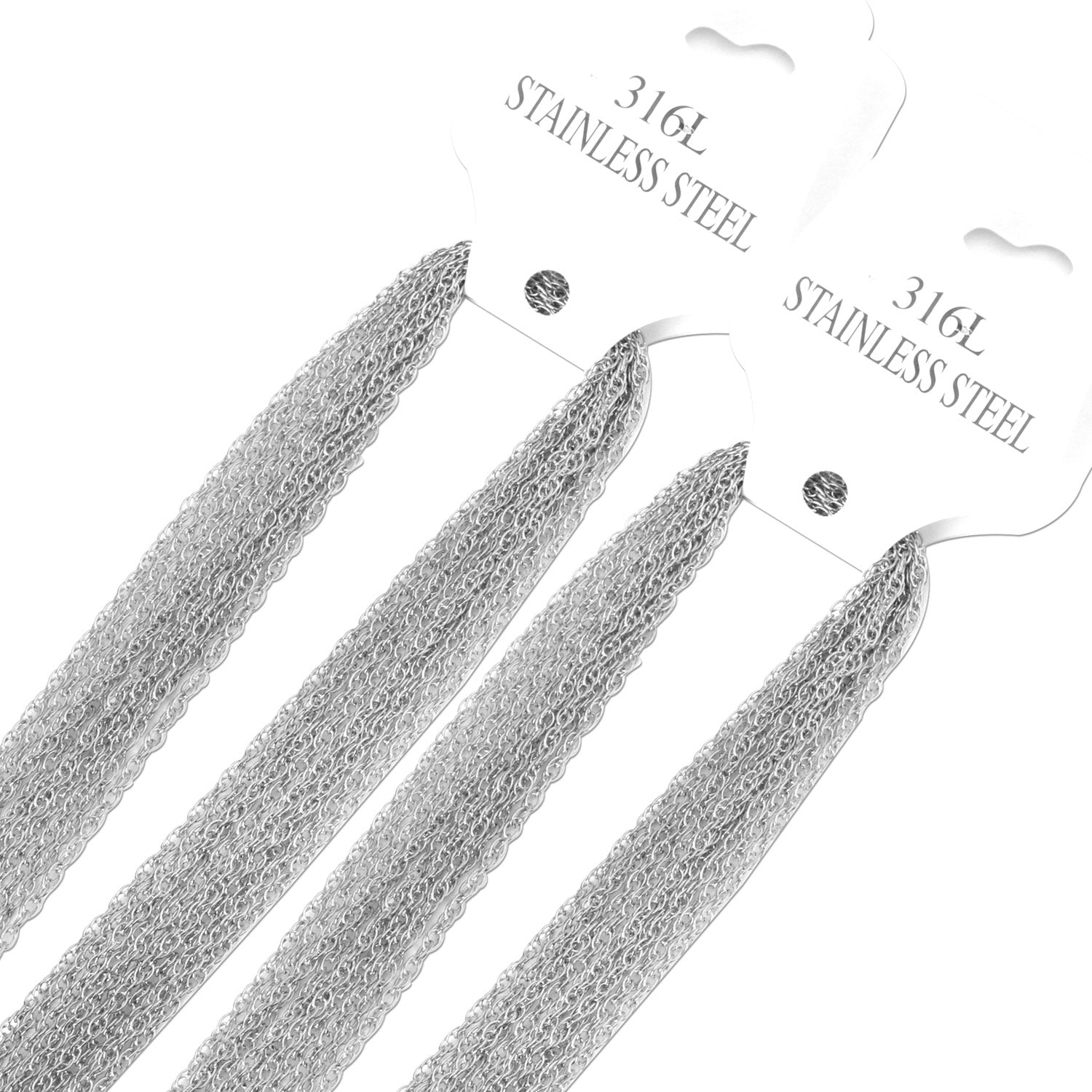 ASON 10pcs / 2mm*45cm 50cm 55cm 60cm Stainless Steel Chain with Round Wire and Double Buckle asonjewelry