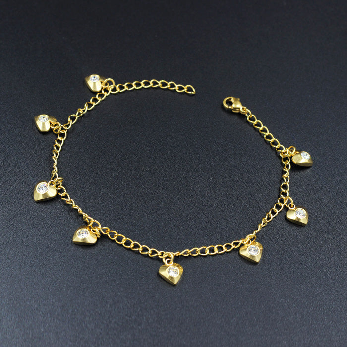 Essien Shaped White Diamonds Pendant Yellow Gold Soft Anklet