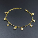Gold colored soft anklet accessory with pendants and diamonds