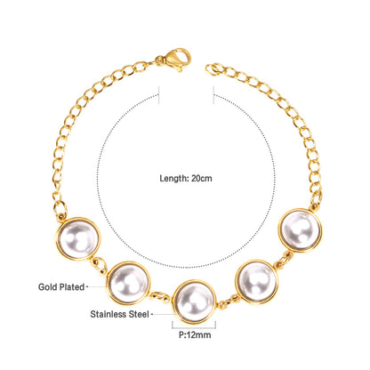 Golden White Pearl Bracelet 20cm asonjewelry