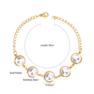 Golden White Pearl Bracelet 20cm