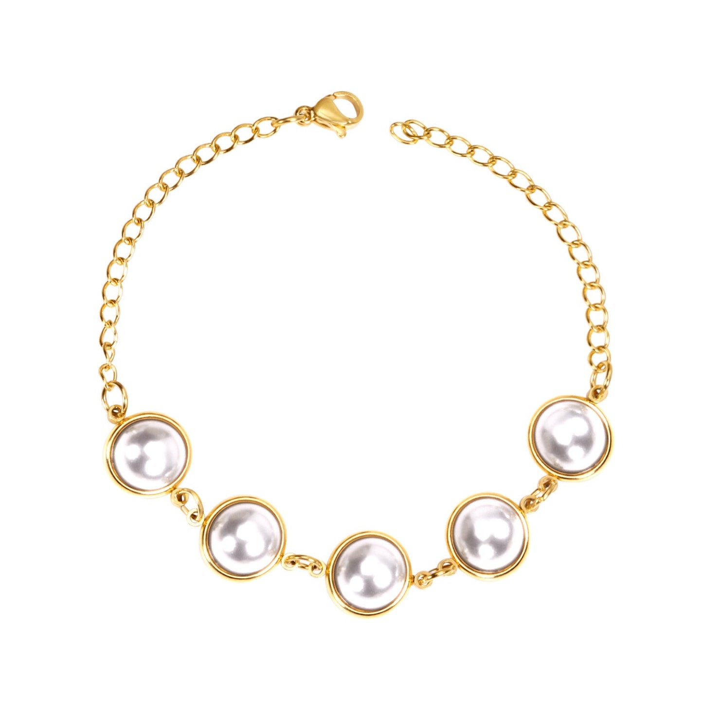 Golden White Pearl Bracelet 20cm asonjewelry