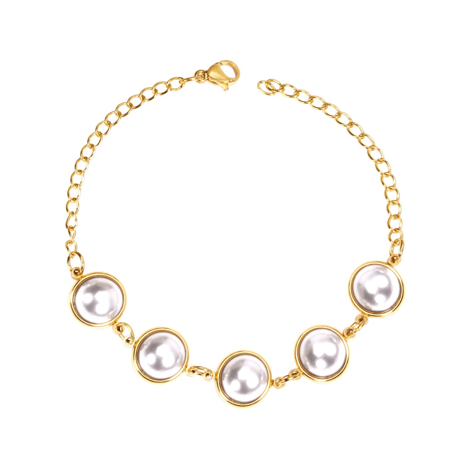 Golden White Pearl Bracelet 20cm asonjewelry