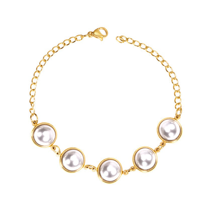Golden White Pearl Bracelet 20cm asonjewelry