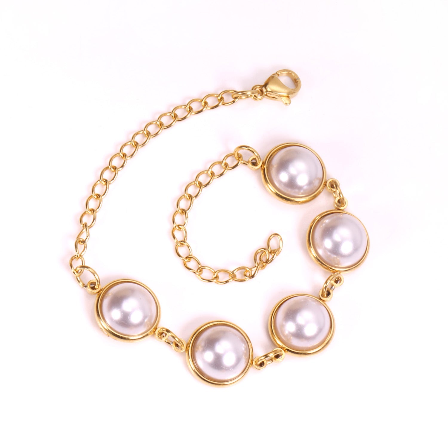 Golden White Pearl Bracelet 20cm asonjewelry